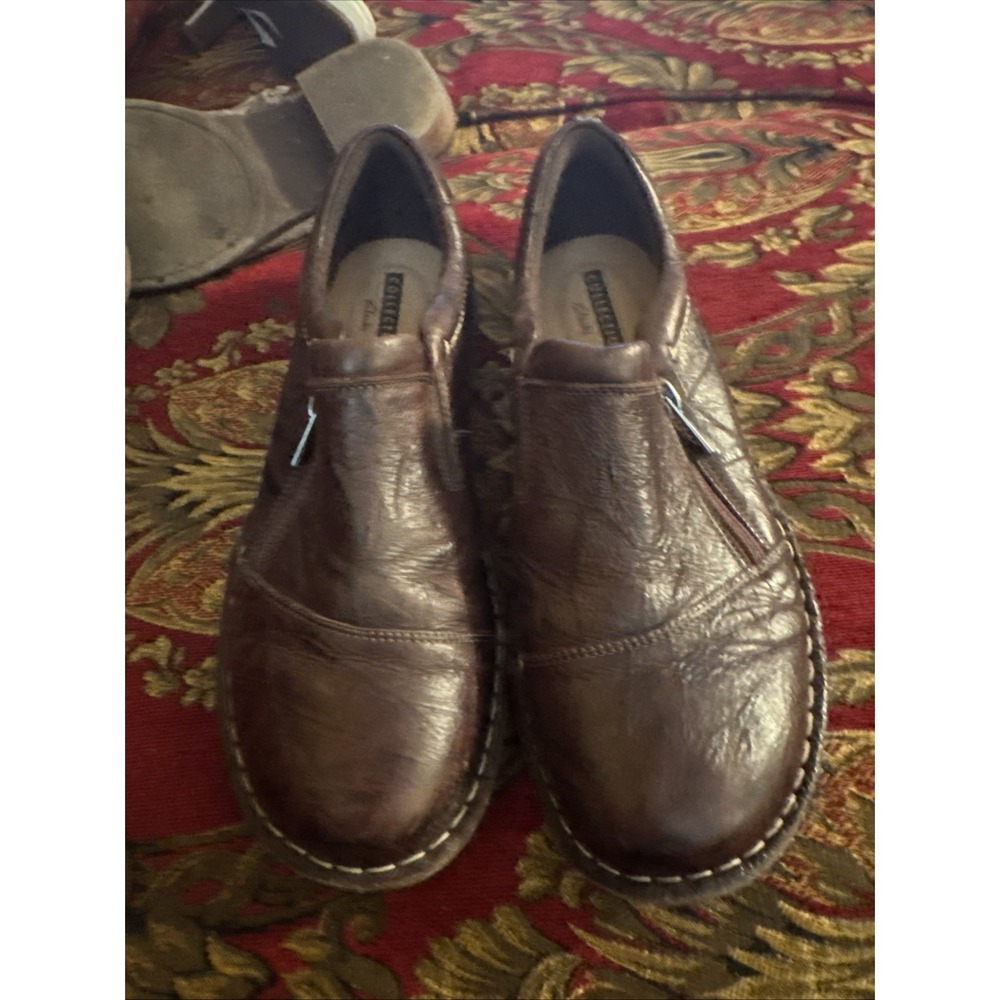 Clarks Bendables Zip Up Casual Leather Shoe Womens Size 8.6 Brown